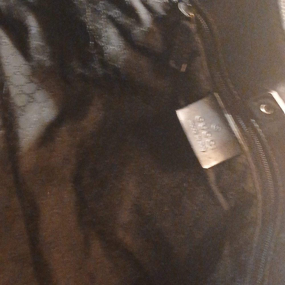 Authenti Gucci Web Sherry Line Shoulder Tote Bag Dark Gray And Black Canvas - Picture 11 of 15